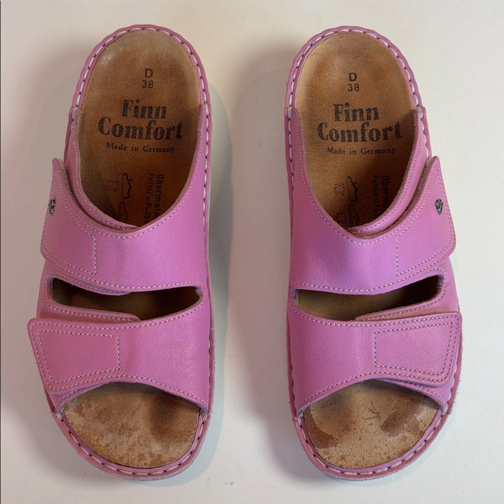 Finn Comfort Pink Leather Comfort Slide Sandals EU 38 US Size 8 - Picture 2 of 9
